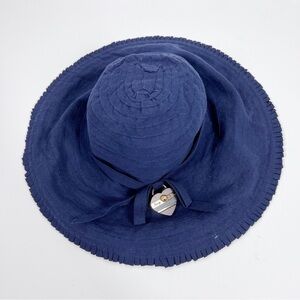 JUICY COUTURE Blue Cotton Pleated Wide Brim Beach Hat